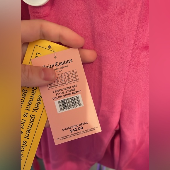 Juicy Couture Girls NWT Hot Pink Pajamas 2 Piece Short Sleeve and Long Pants - Picture 9 of 10